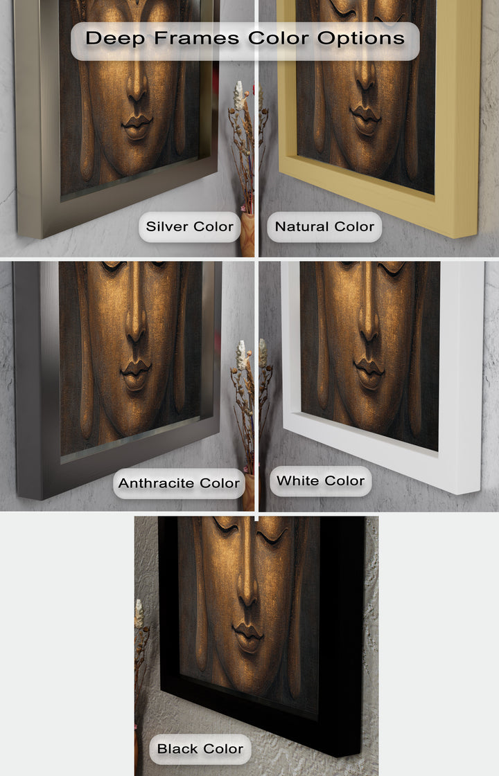 Golden Buddha Face Wall Art – Religious Oil Painting