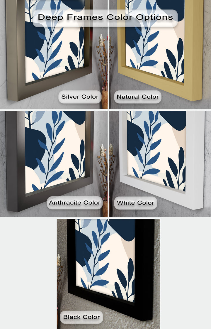 Indigo Serenity – Minimalist Botanical Oil Painting