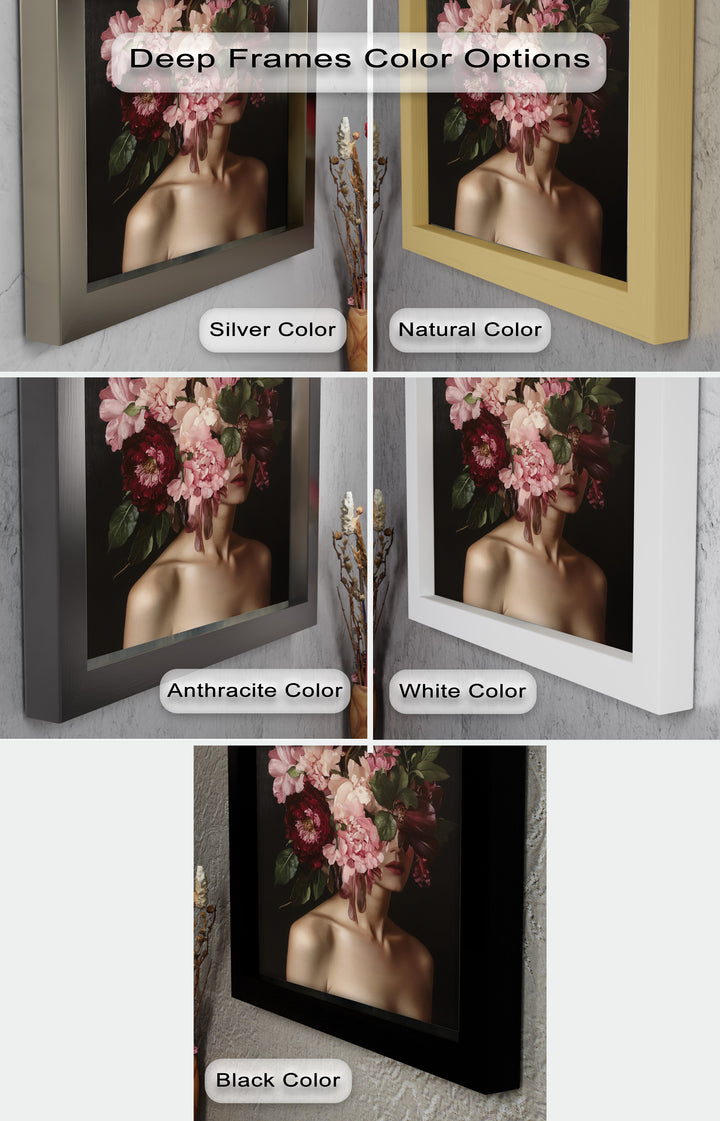 Blossom Veil – Romantic Floral Portrait Oil Painting