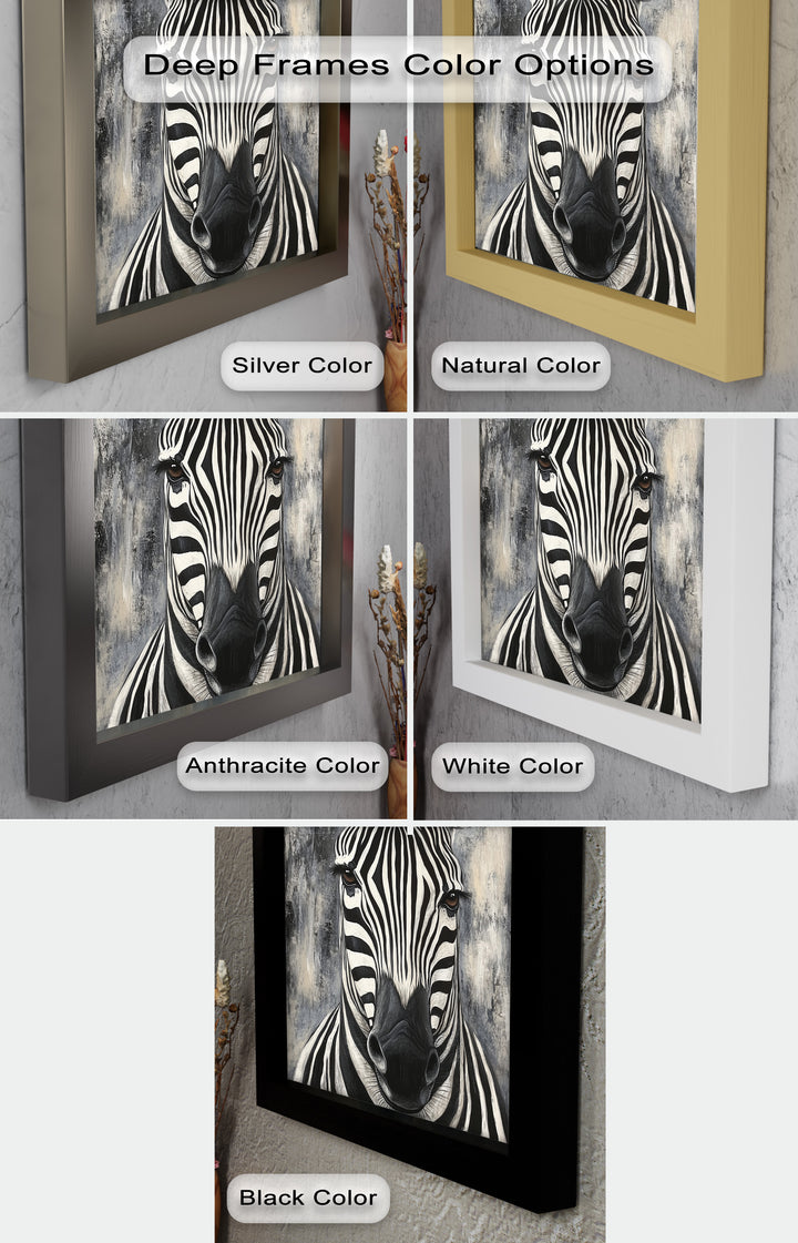 Zebra Portrait – Bold Black and White Animal Oil Painting