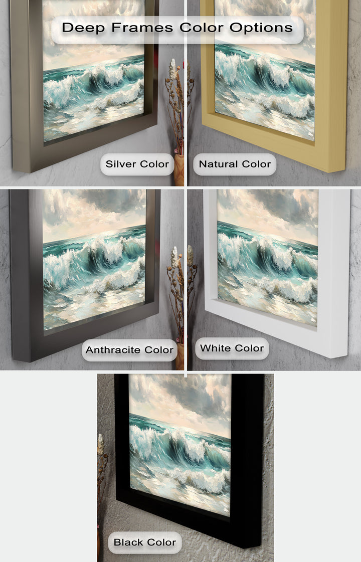 Coastal Wall Art - Turquoise Wave Seascape Oil Painting