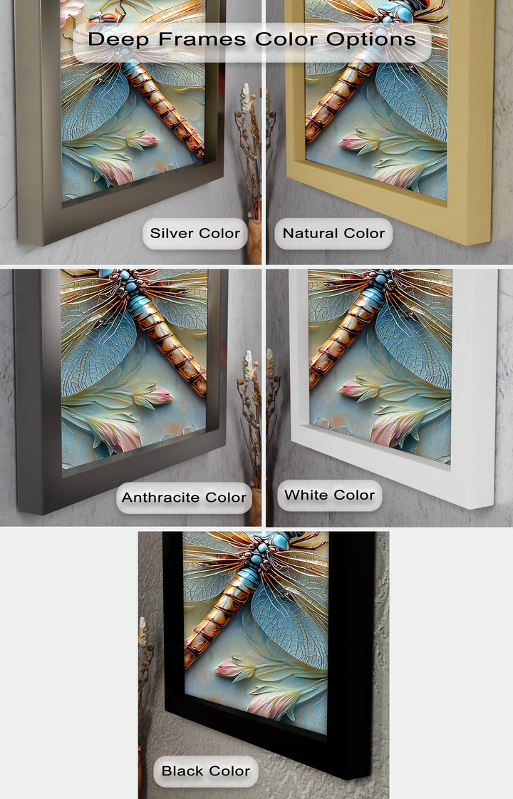 Floral Dragonfly Modern Art – Botanical Oil Painting