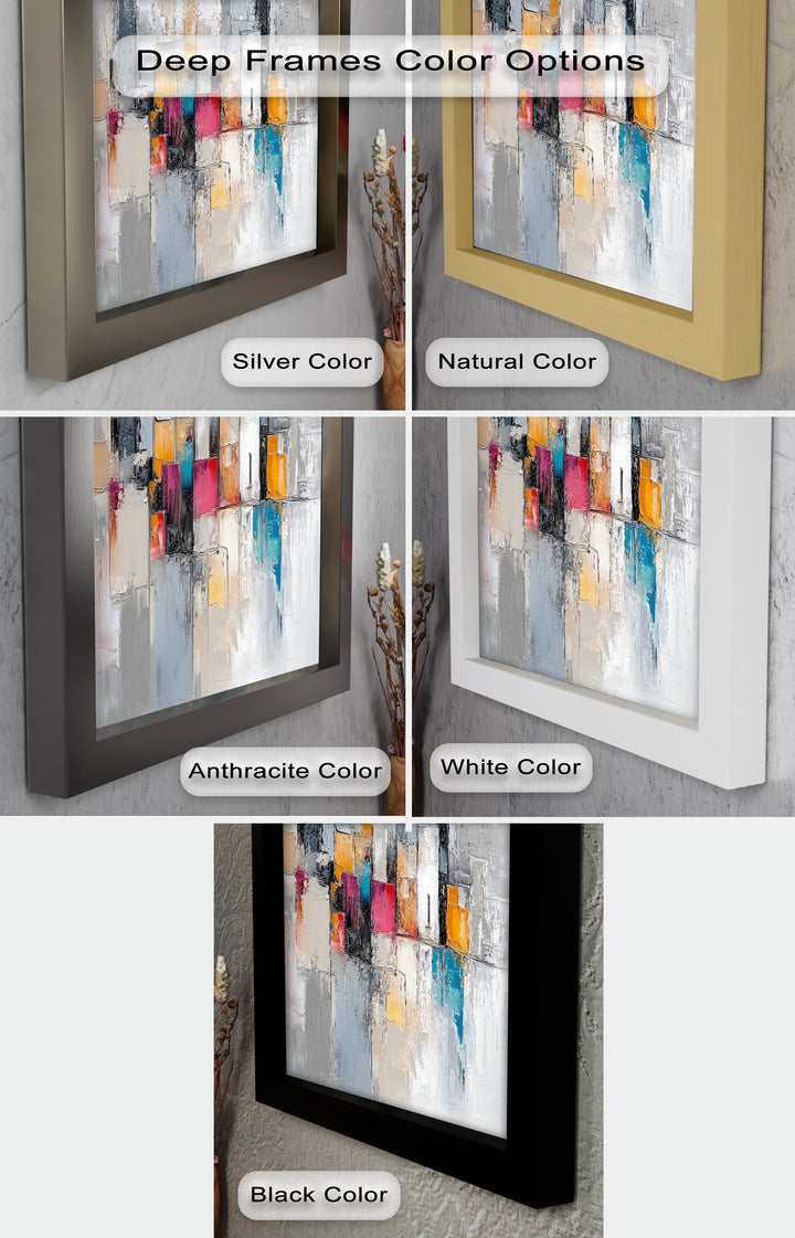 Urban Geometry – Color Block Cityscape Abstract Oil Painting
