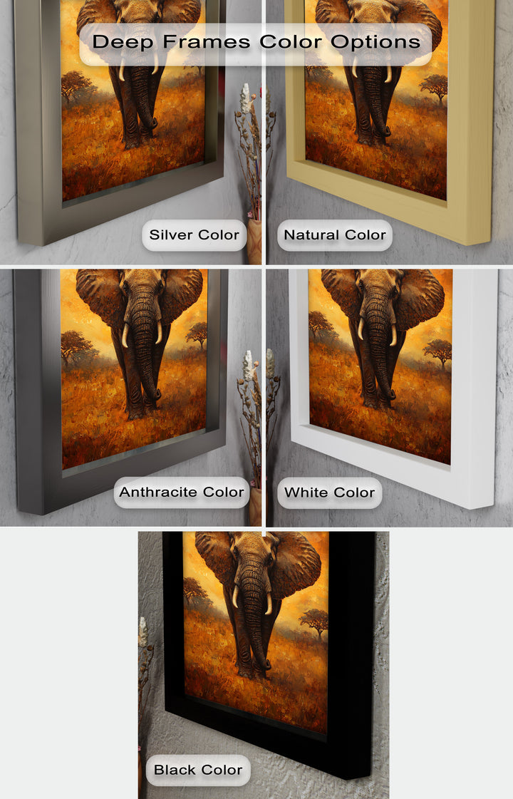 Majestic Elephant at Sunset – Wildlife Oil Painting