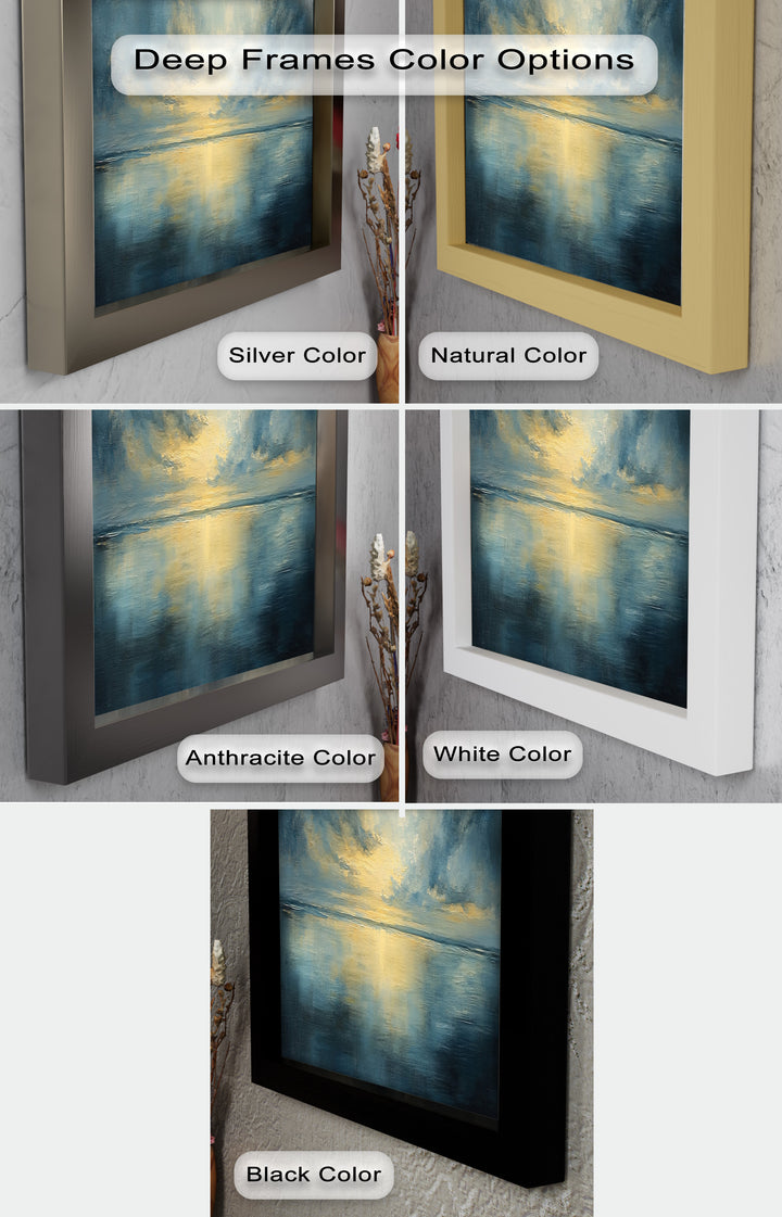 Coastal Wall Art - Sunset Reflection Seascape Oil Painting
