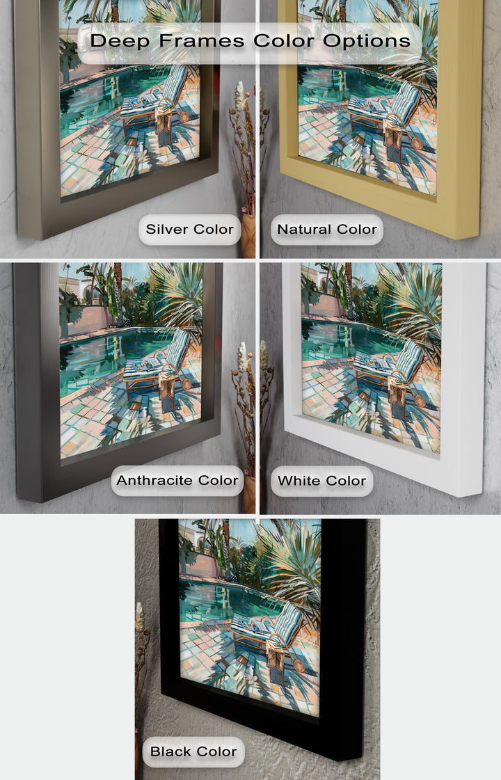 Poolside Palm Tree Escape – Tropical Oil Painting