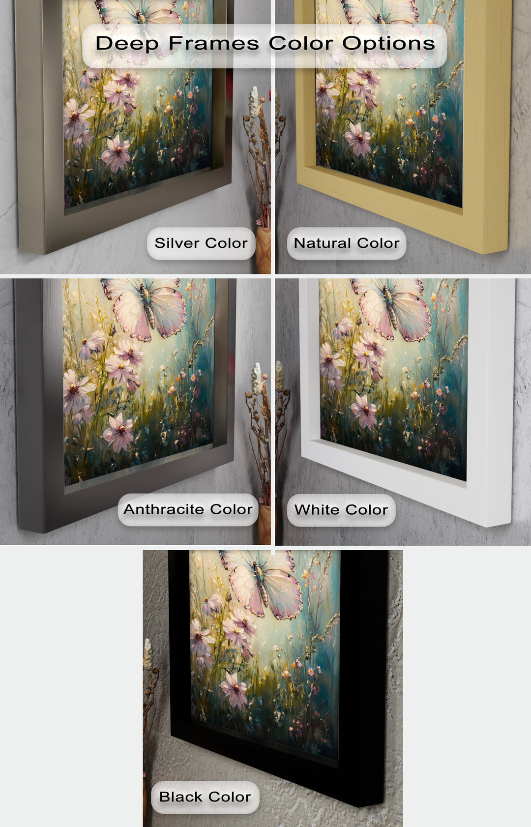 Butterfly Among Wildflowers – Animal Oil Painting