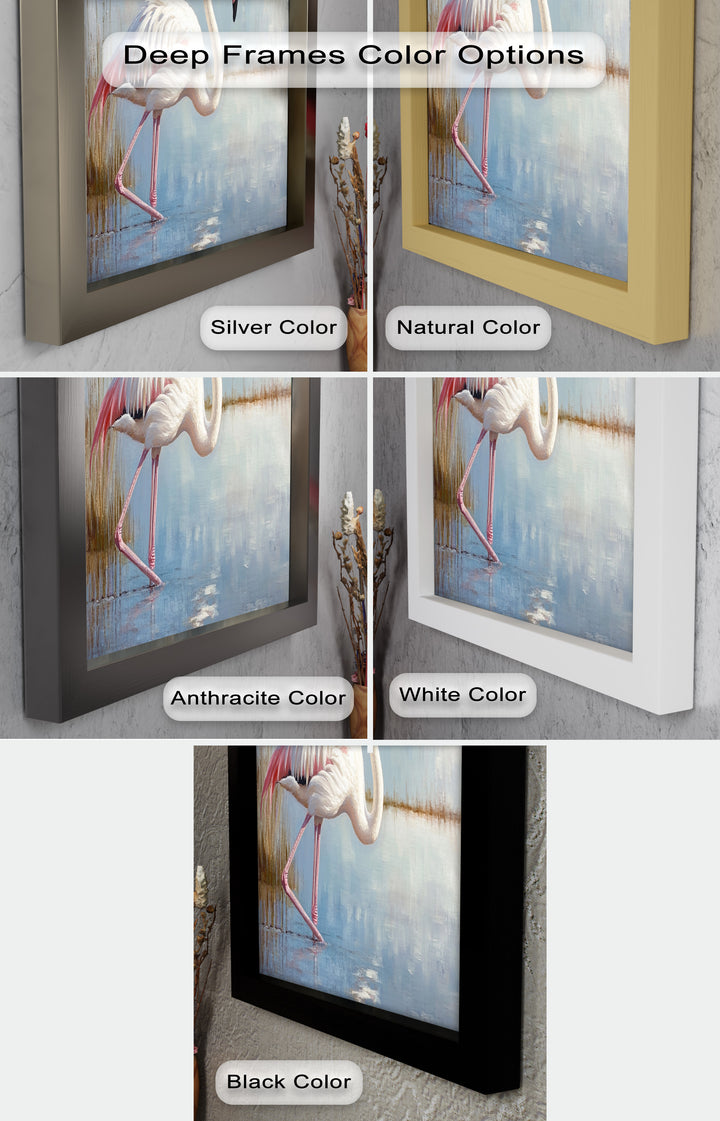 Graceful Flamingo in Shallow Water – Animal Oil Painting