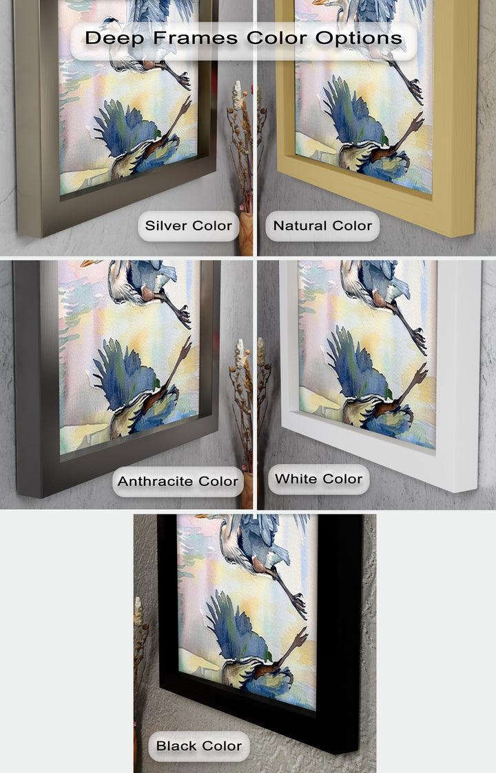 Flying Heron Bird Wall Art – Elegant Nature Oil Painting