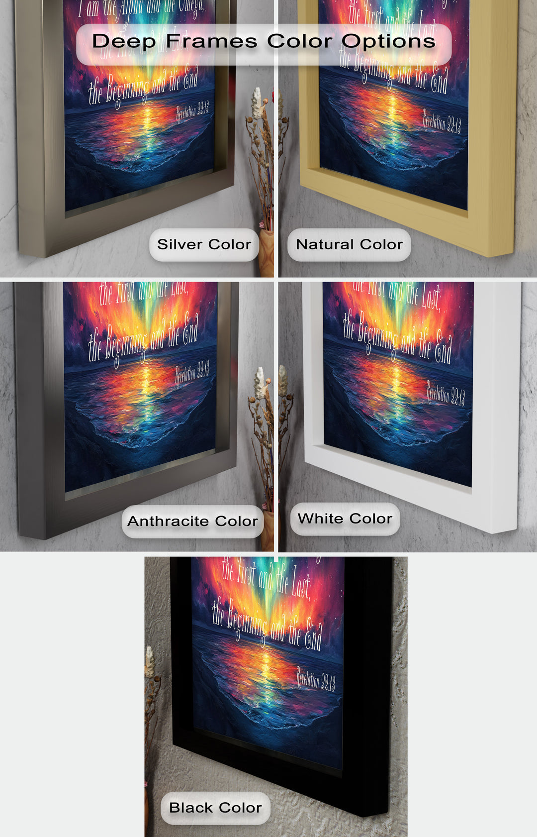 Revelation 22:13 – Alpha & Omega Bible Verse Oil Painting