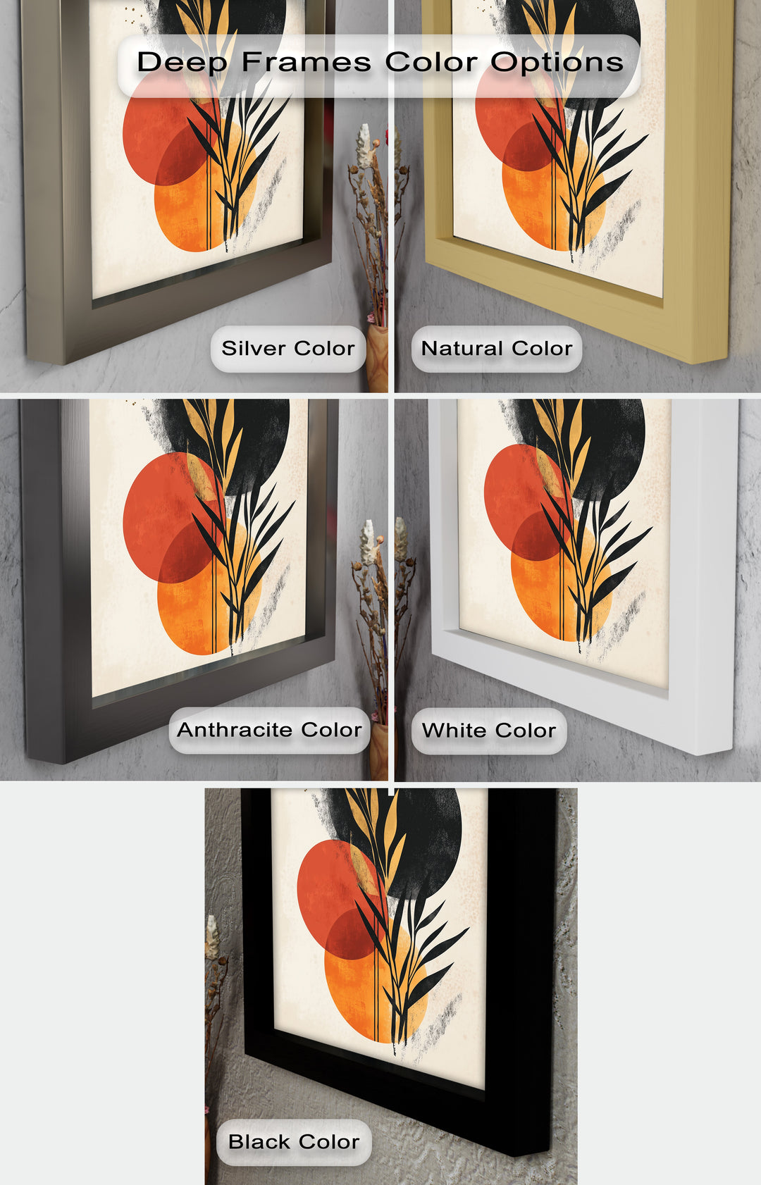 Golden Dusk – Modernes abstraktes botanisches Ölgemälde