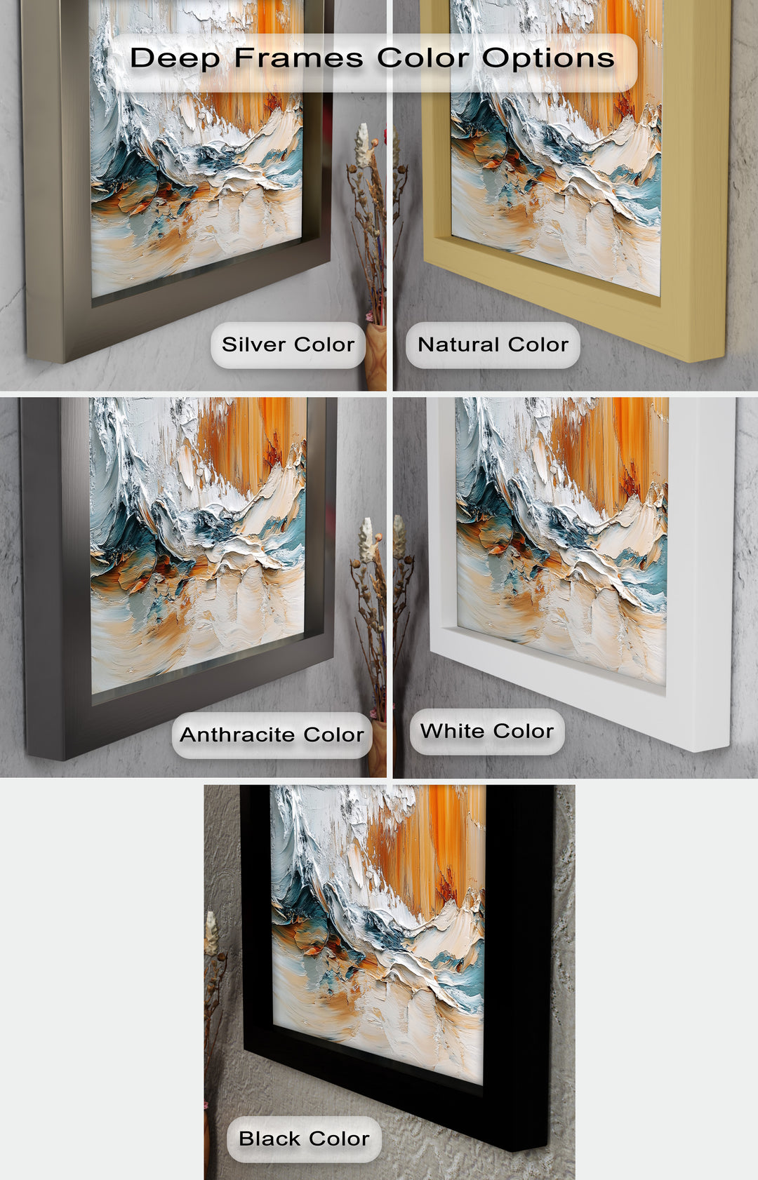 Elemental Surge – Abstract Ocean Cliff Oil Painting