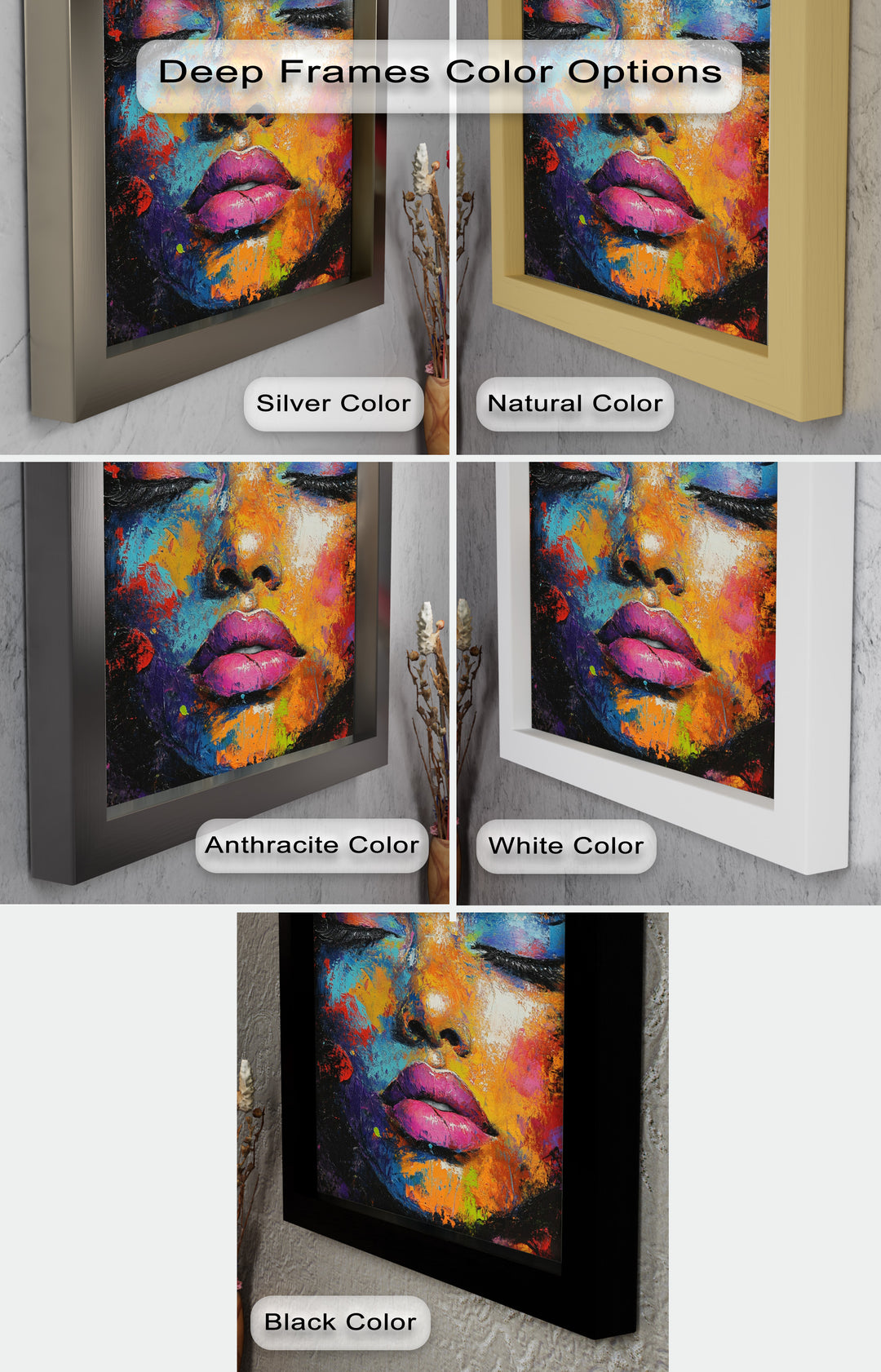 Chromatic Reverie – Bold Female Portrait in Abstract Oil Painting