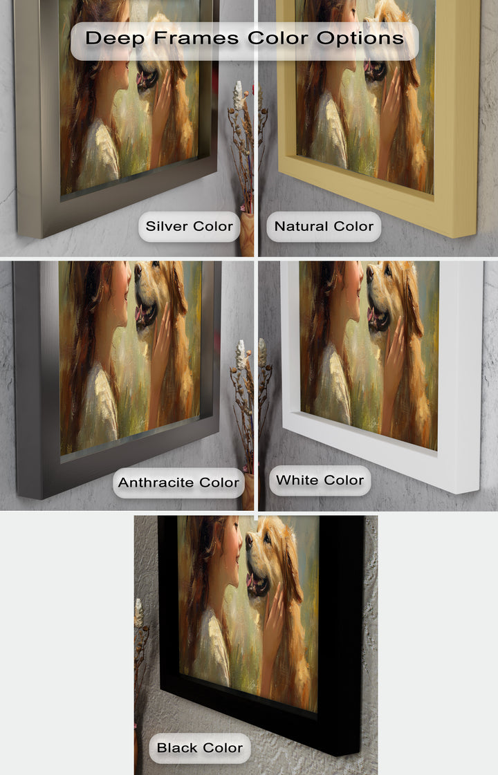 Girl and Golden Retriever in Gentle Light – Animal Oil Painting