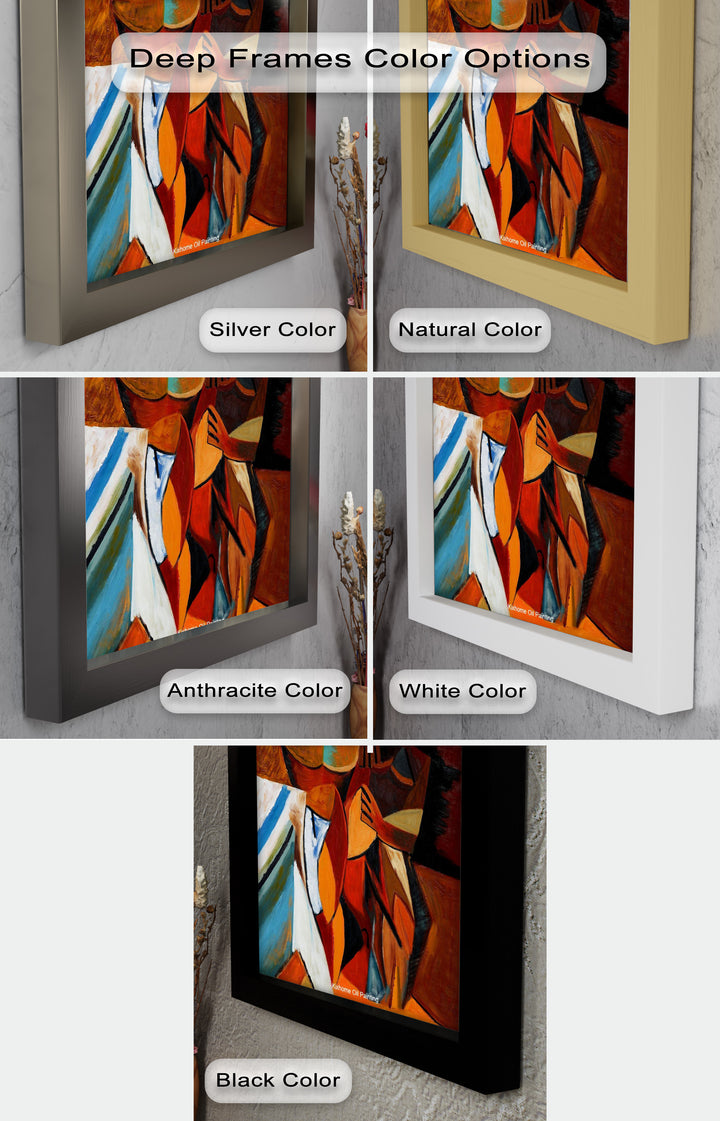 Abstract Embrace Wall Art – Cubist Oil Painting