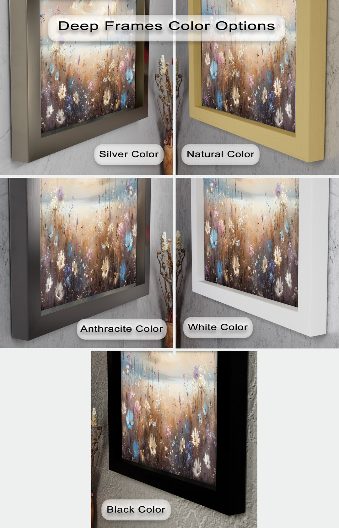 Spring Wildflowers Landscape – Tranquil Nature Oil Painting