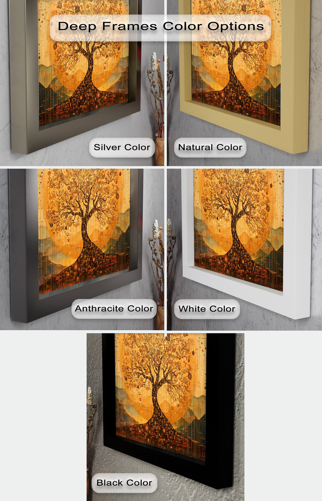 Tree of Light – Radiant Abstract Golden Tree Oil Painting