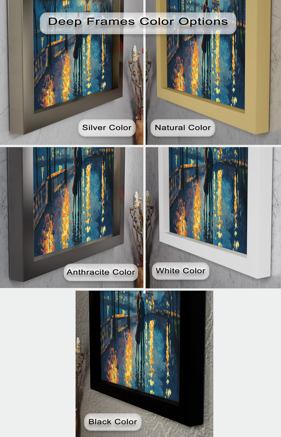 Moonlit Reflections – Eiffel Tower Romance Love Oil Painting