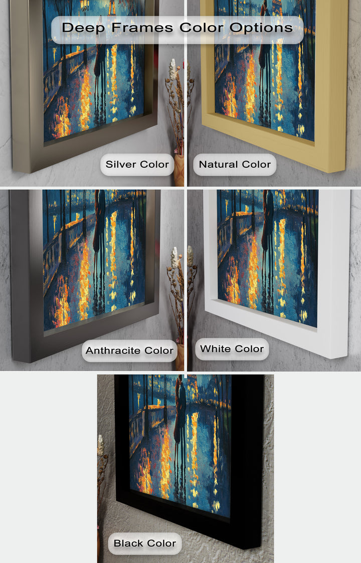 Moonlit Reflections – Eiffel Tower Romance Love Oil Painting