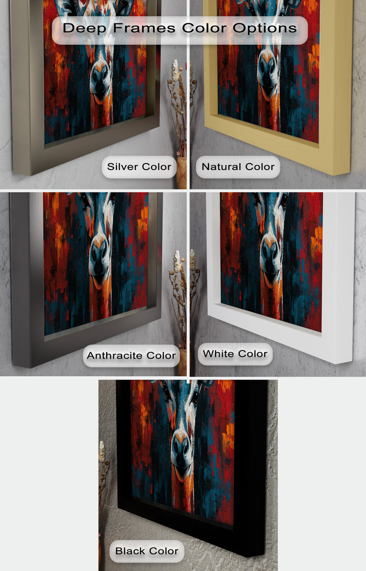 Giraffe Portrait in Abstract Flames – Animal Oil Painting