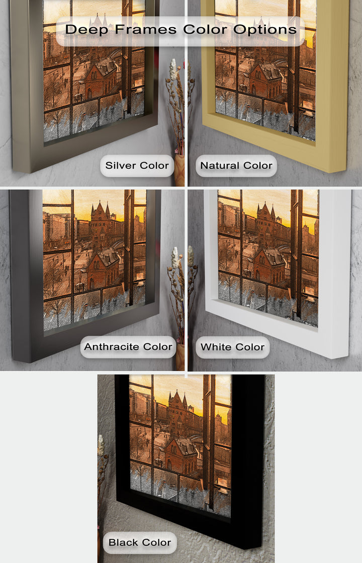 Sonnenuntergang über der Altstadt - Historisches Ölgemälde