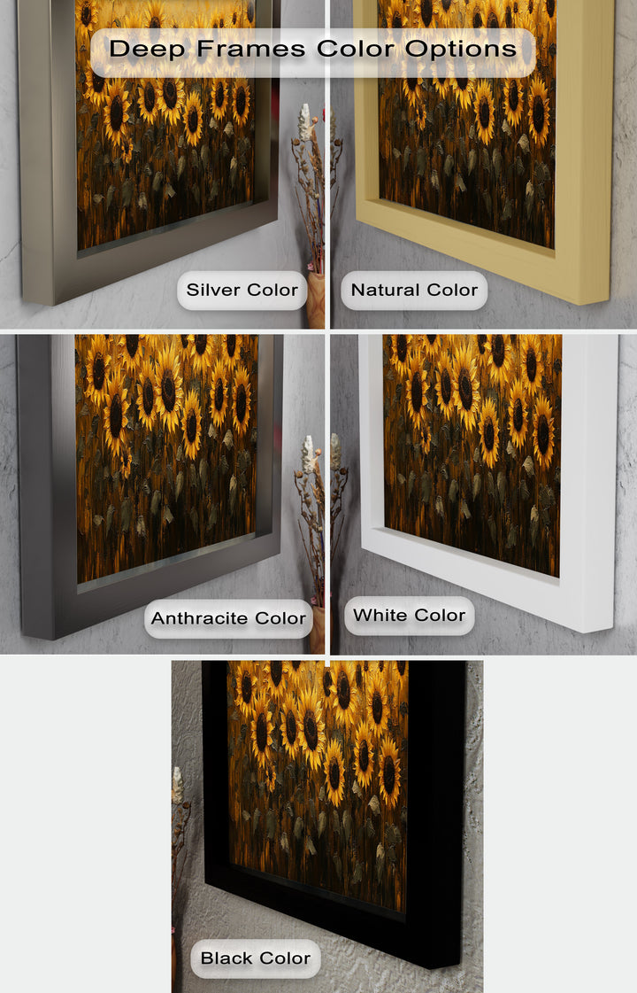 Golden Sunflower Field Wall Art – Floral Oil Painting