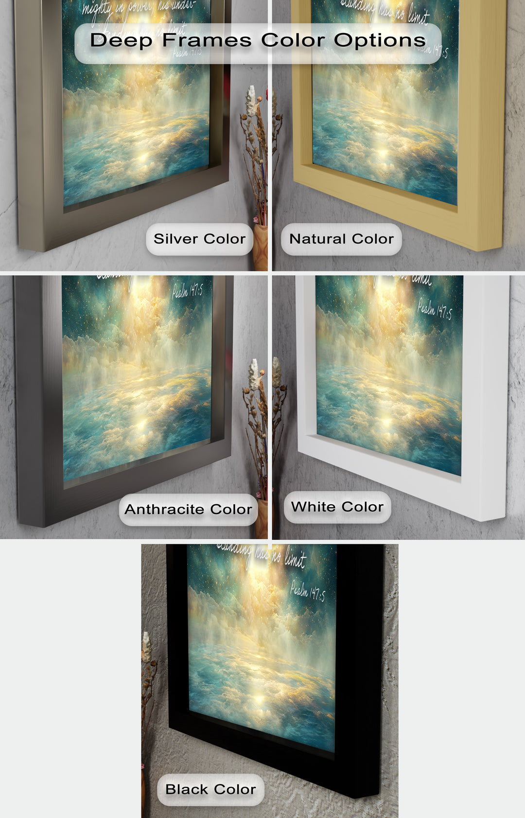 Psalm 147:5 – Mighty in Power Bible Verse Oil Painting