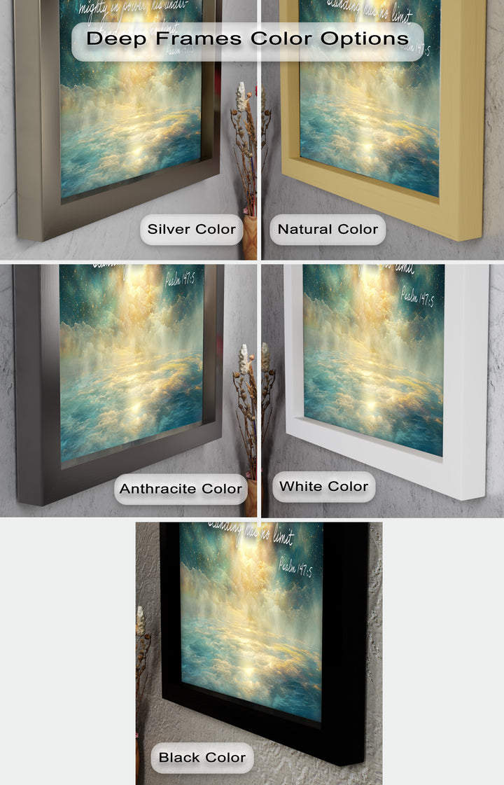 Psalm 147:5 – Mighty in Power Bible Verse Oil Painting