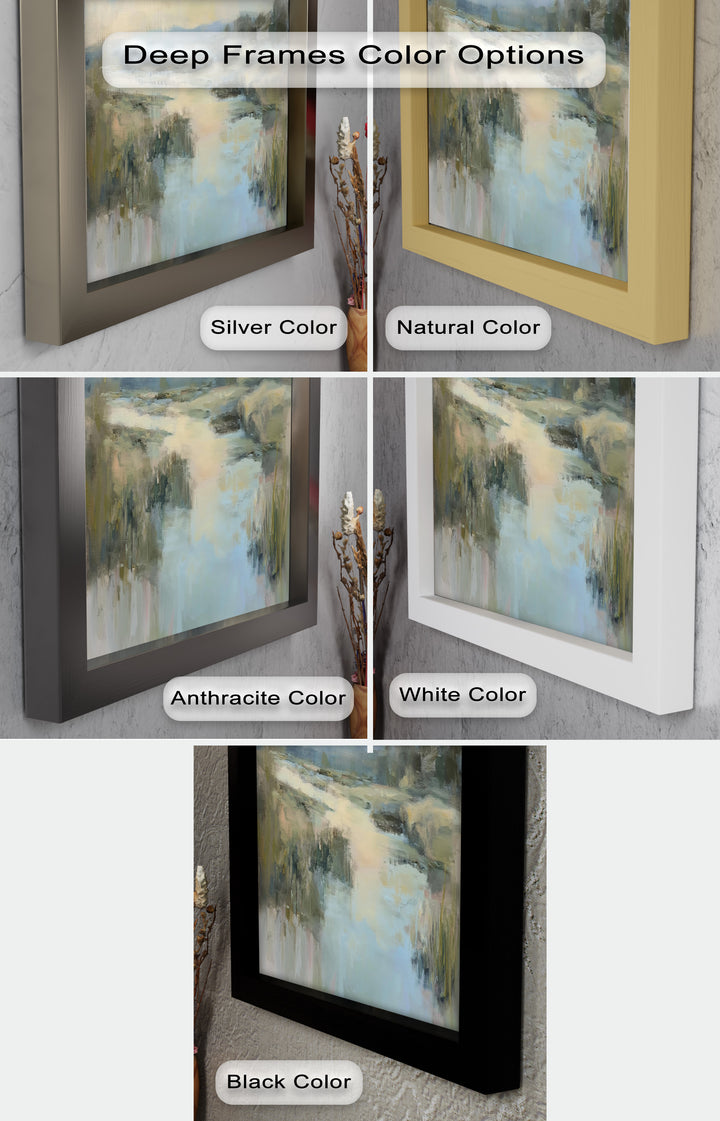 Pastel River Landscape - Framed Oil Painting