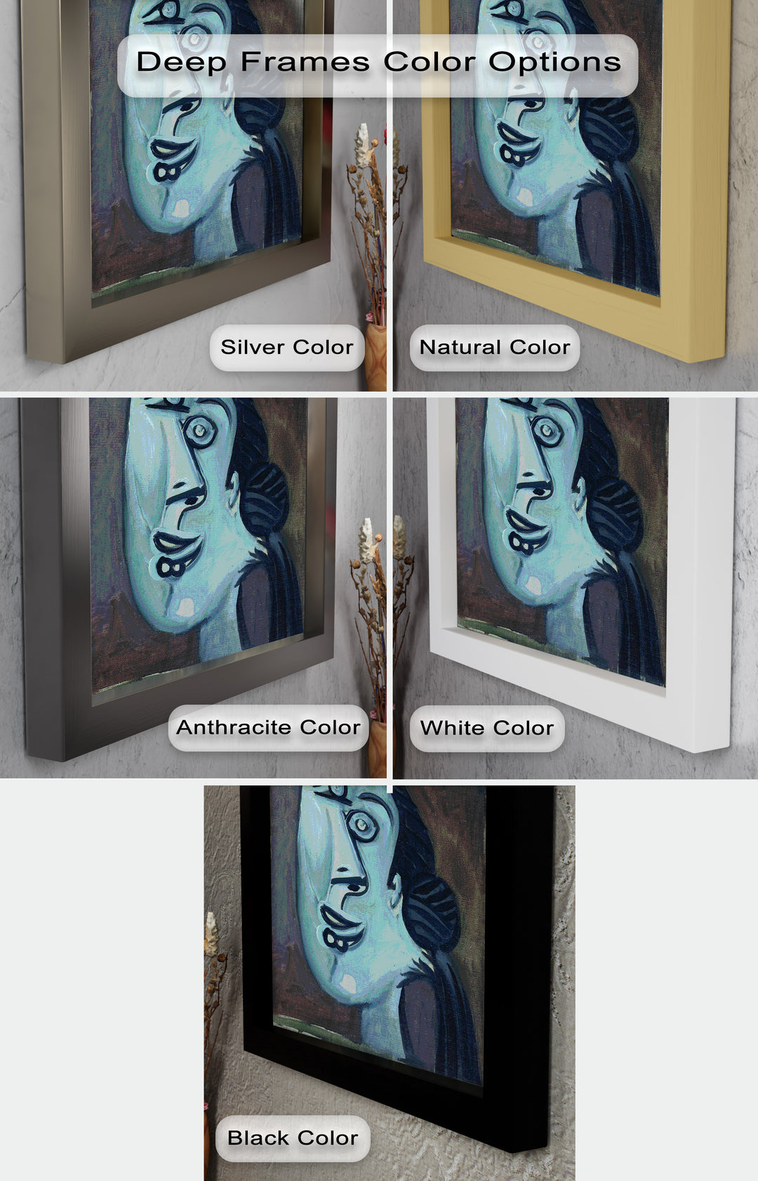 Twilight Reflections – Blue Cubist Woman Picasso Oil Painting