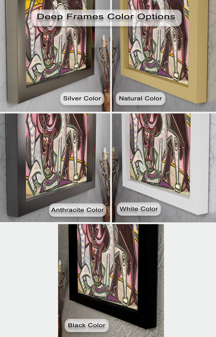 Abstract Bullfight Scene Wall Decor – Cubist Oil Painting