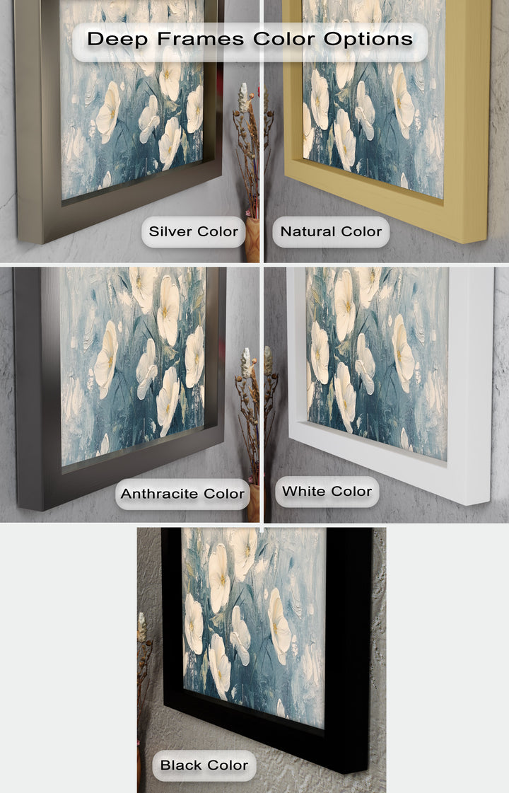 White Wildflower Art – Elegant Floral Oil Painting