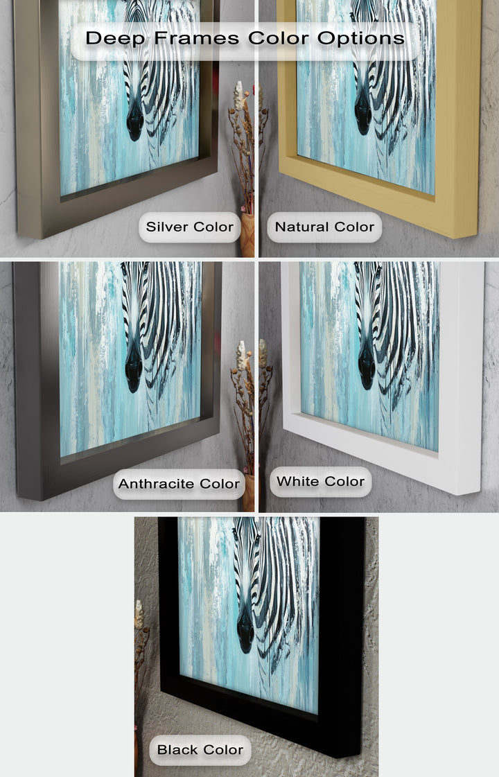 Zebra in Blue Abstract Style - Animal Oil Painting