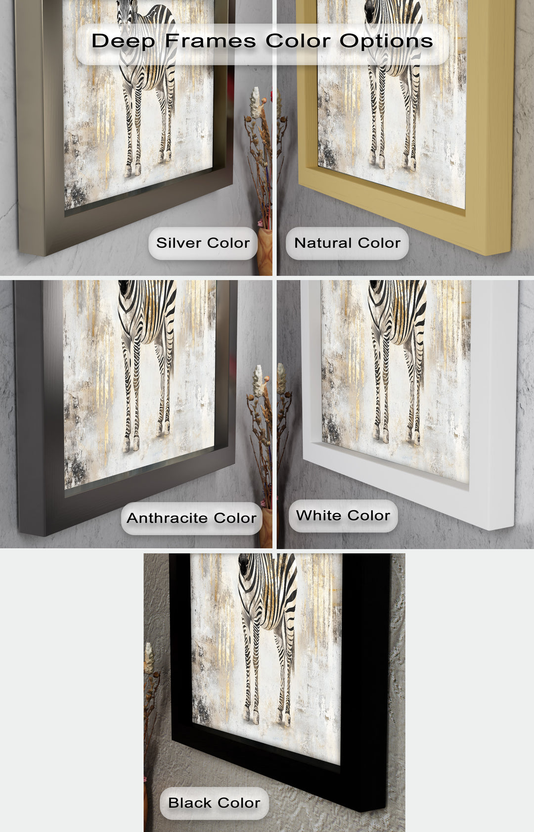 Golden Streak Zebra with Neutral Backdrop - Animal Oil Painting