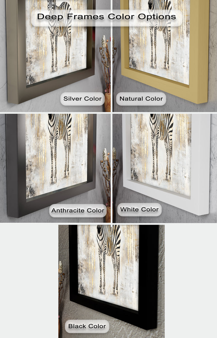 Golden Streak Zebra with Neutral Backdrop - Animal Oil Painting
