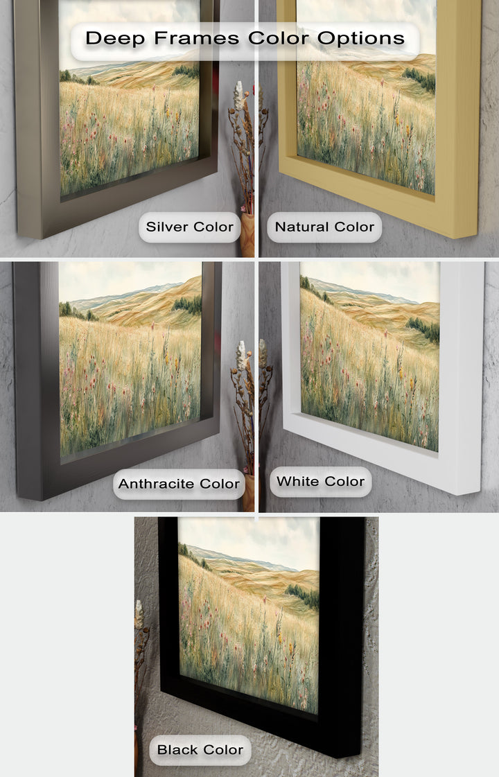 Soft Meadow Landscape Wall Art – Floral Oil Painting