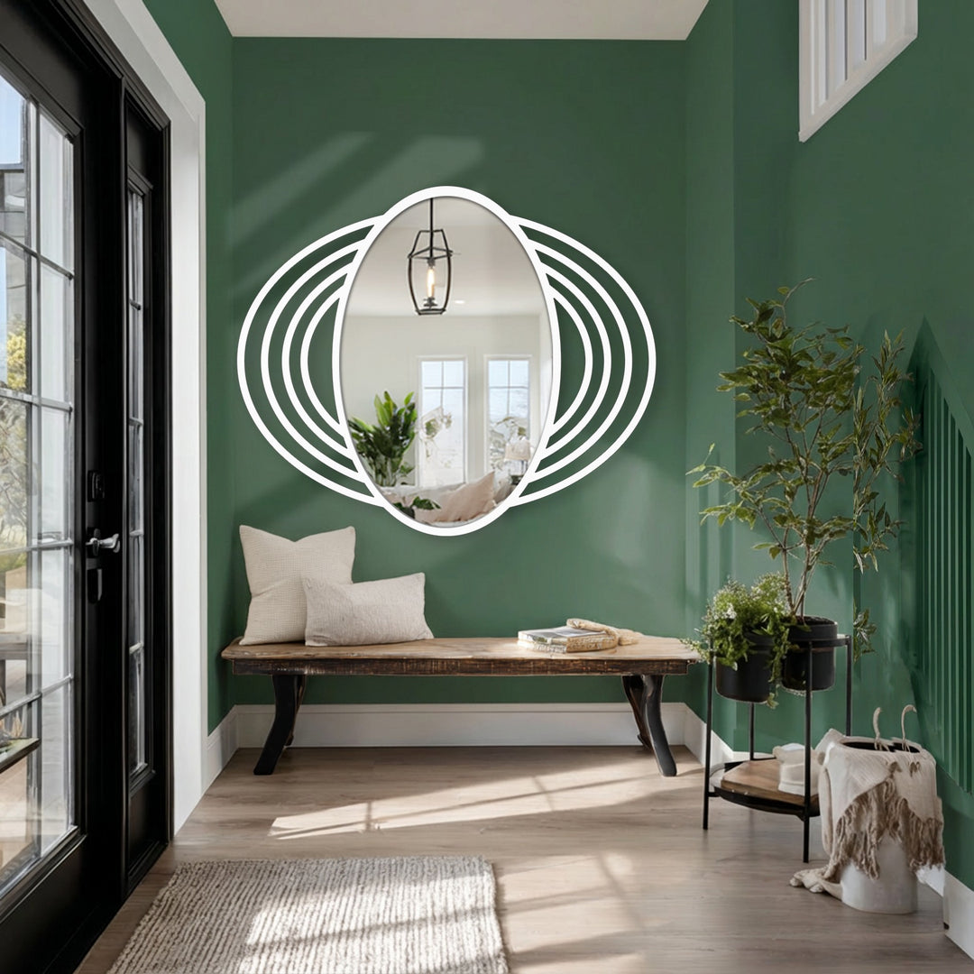 Artistic triple ring oval wall mirror