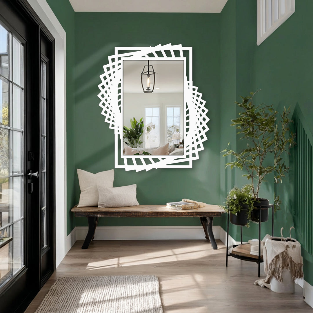 Premium material craftsmanship is evident in this dynamic twist frame mirror, showcasing a modern black layered design that elevates metal art for wall decor.