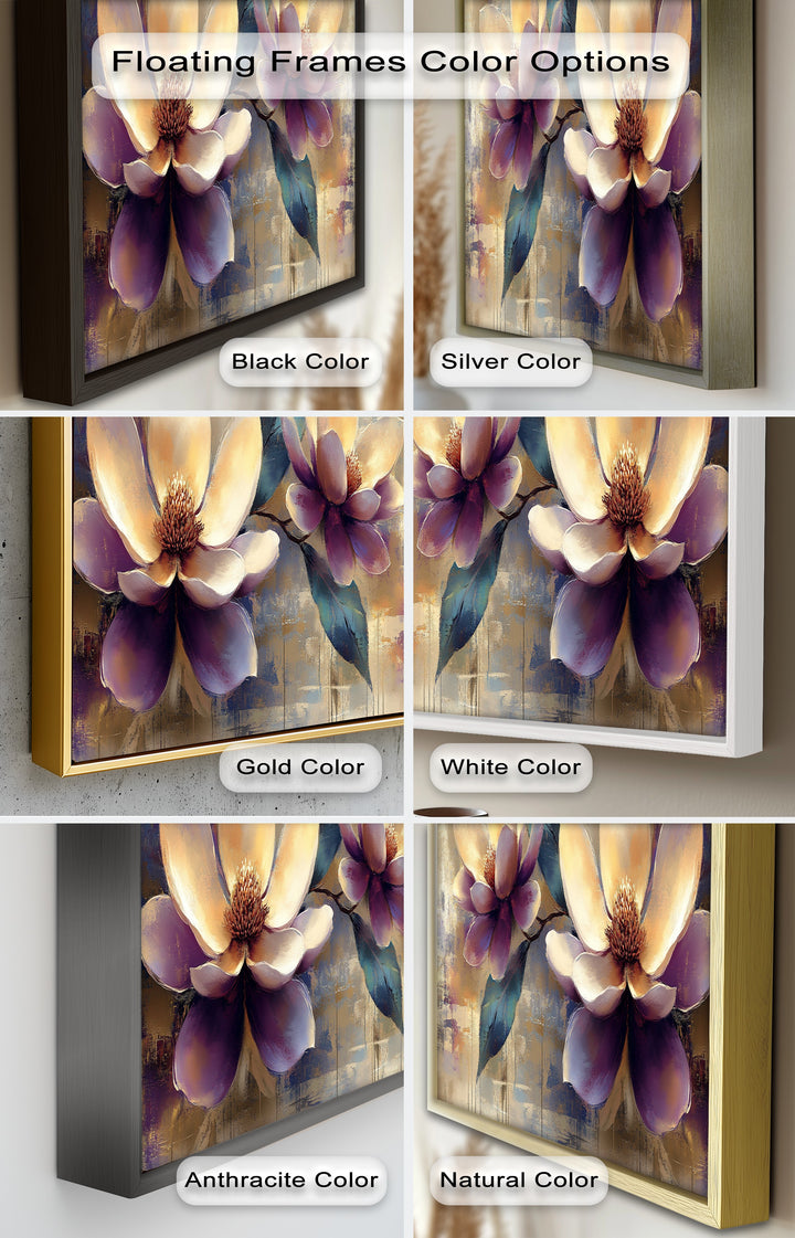 Golden Magnolia Blossoms – Modern Floral Oil Painting