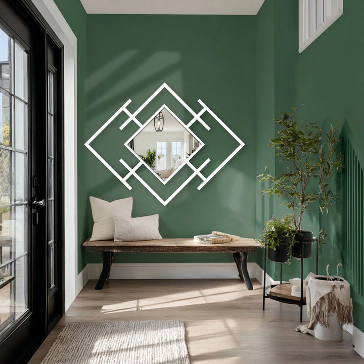 Asymmetrical metal wall mirror