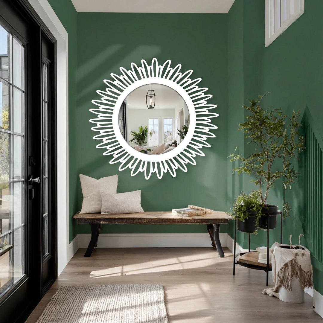 Botanical round mirror modern style