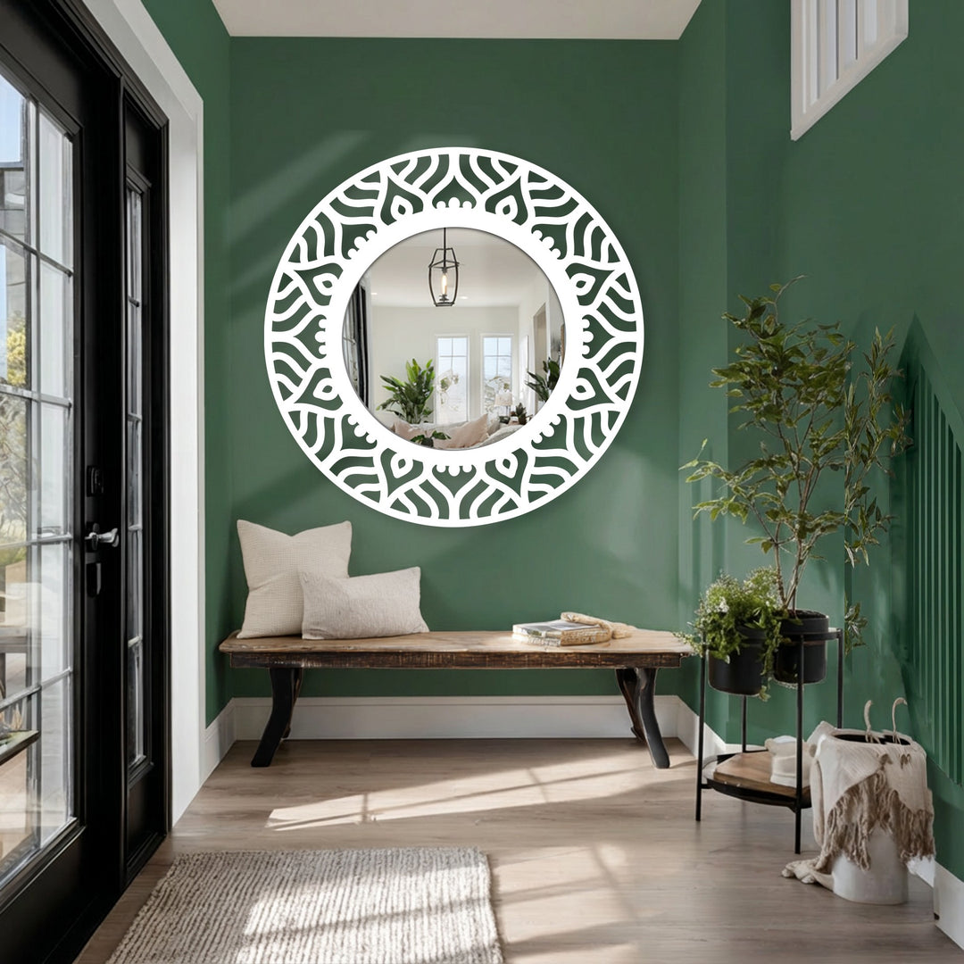 Highlighted through the reflection, the round floor mirror exemplifies quality decoration wall art within its statement black metal design and durable construction.