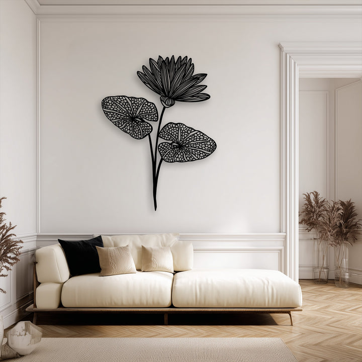 Capturing a dynamic sense of movement, the intricate Serene Lotus Bloom metal art for wall elegantly portrays blooming botanical forms.