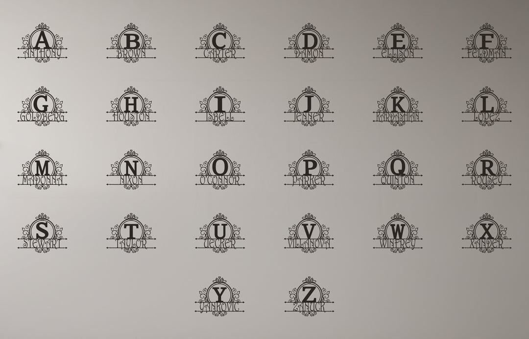 Nixon Family Monogram – Elegant Personalized Metal Wall Art