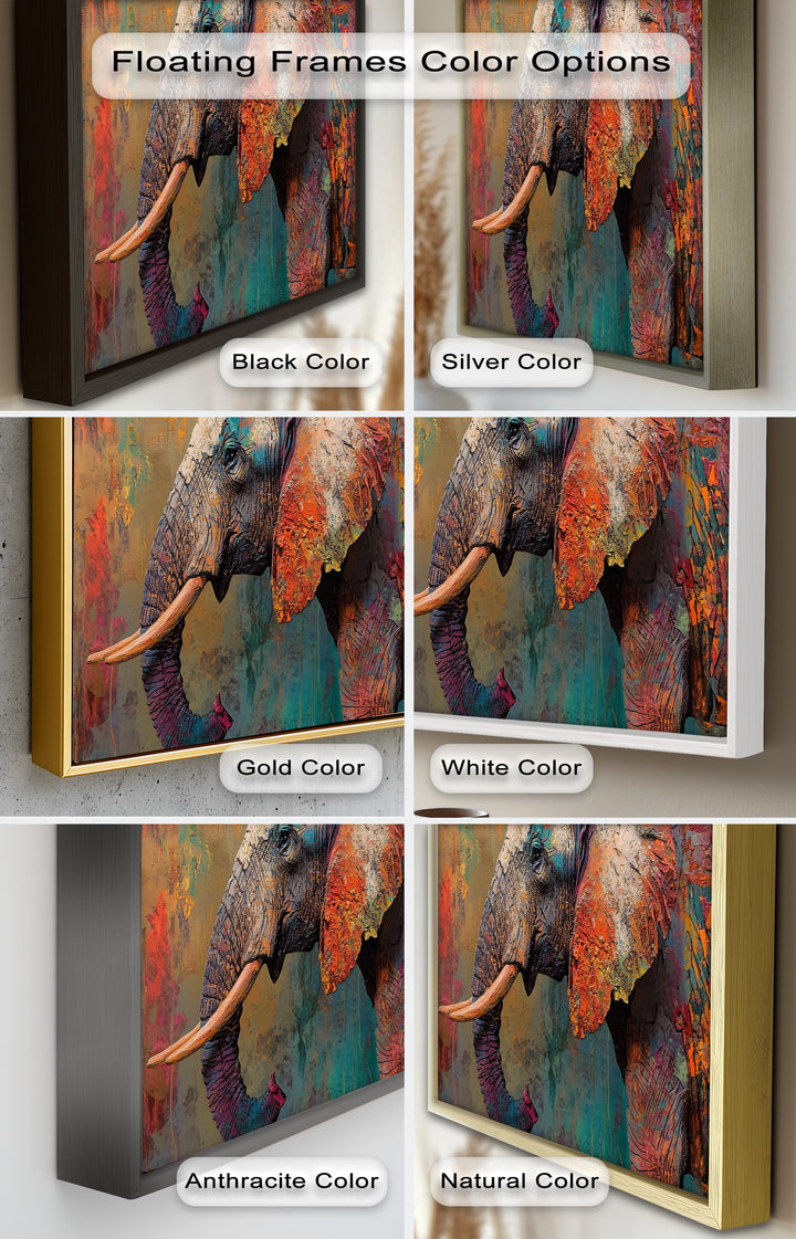 Colorful Elephant – Framed Oil Painting