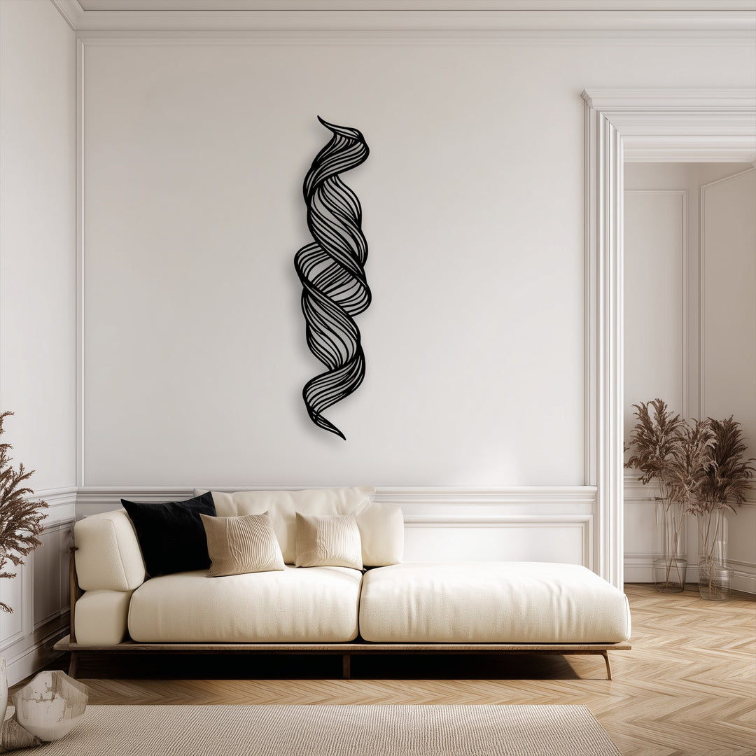 The striking, sinuous geometric lines of the twisted flow abstract metal art for wall create a dynamic, sculptural vertical form.