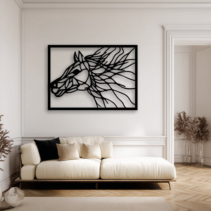 A sophisticated, light-toned room background with classic crown molding, elegant wall trim, and a doorway beautifully frames decorative metal art.
