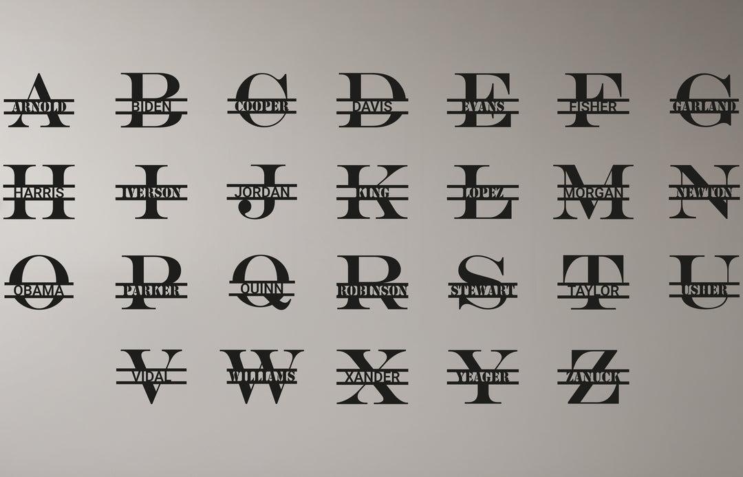 Golden Monogram Sign – Personalized Metal Wall Art with Name