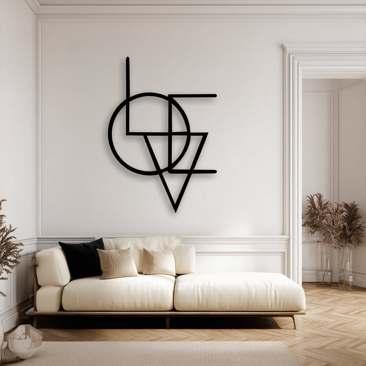 The realistic detail of the Abstract Geometry Fusion metal wall art is seen in its crisp lines and sharp shadows, creating striking decoration wall art.