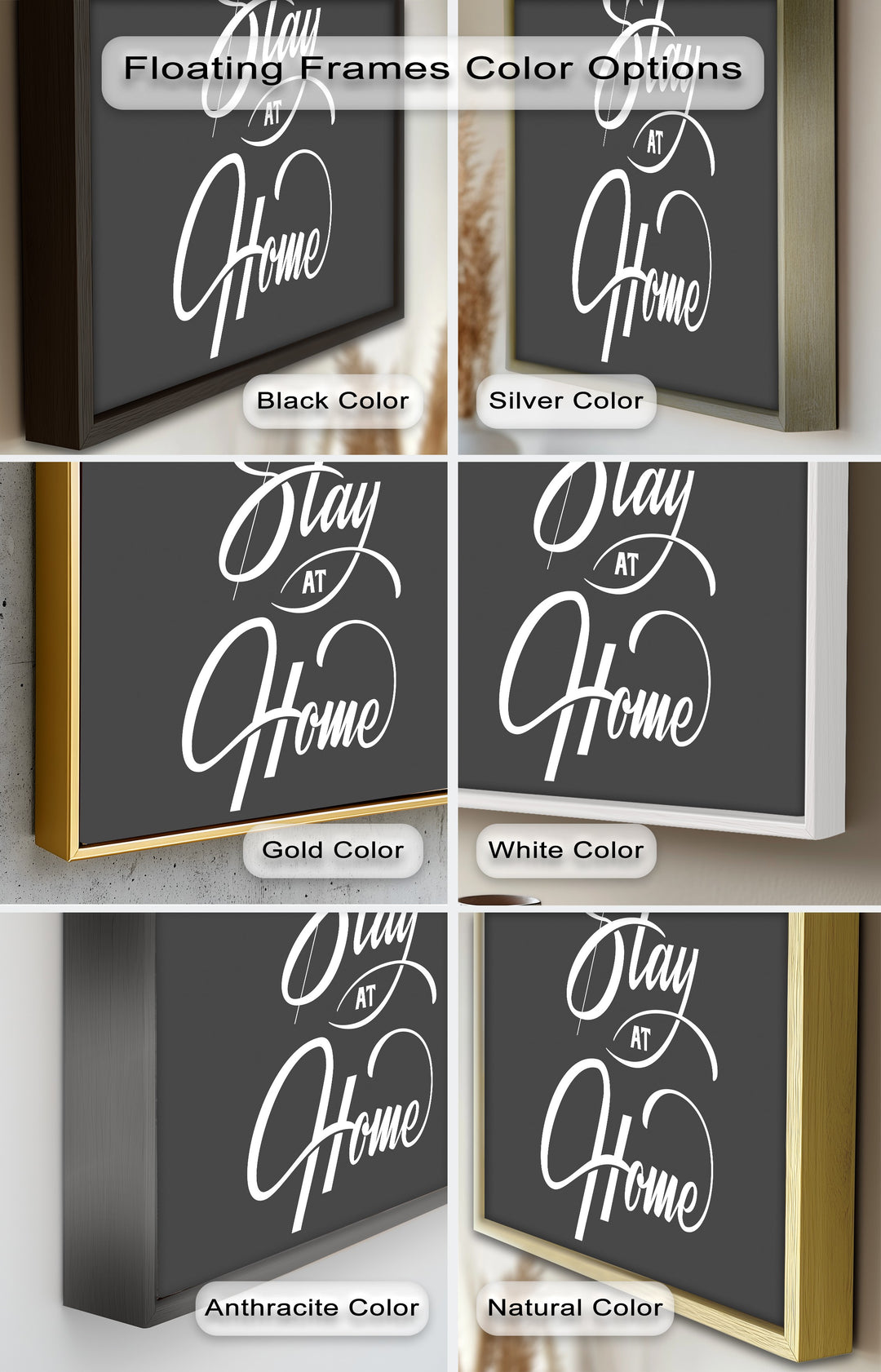 Wandkunst „Bleib zu Hause“ – Typografie-Ölgemälde